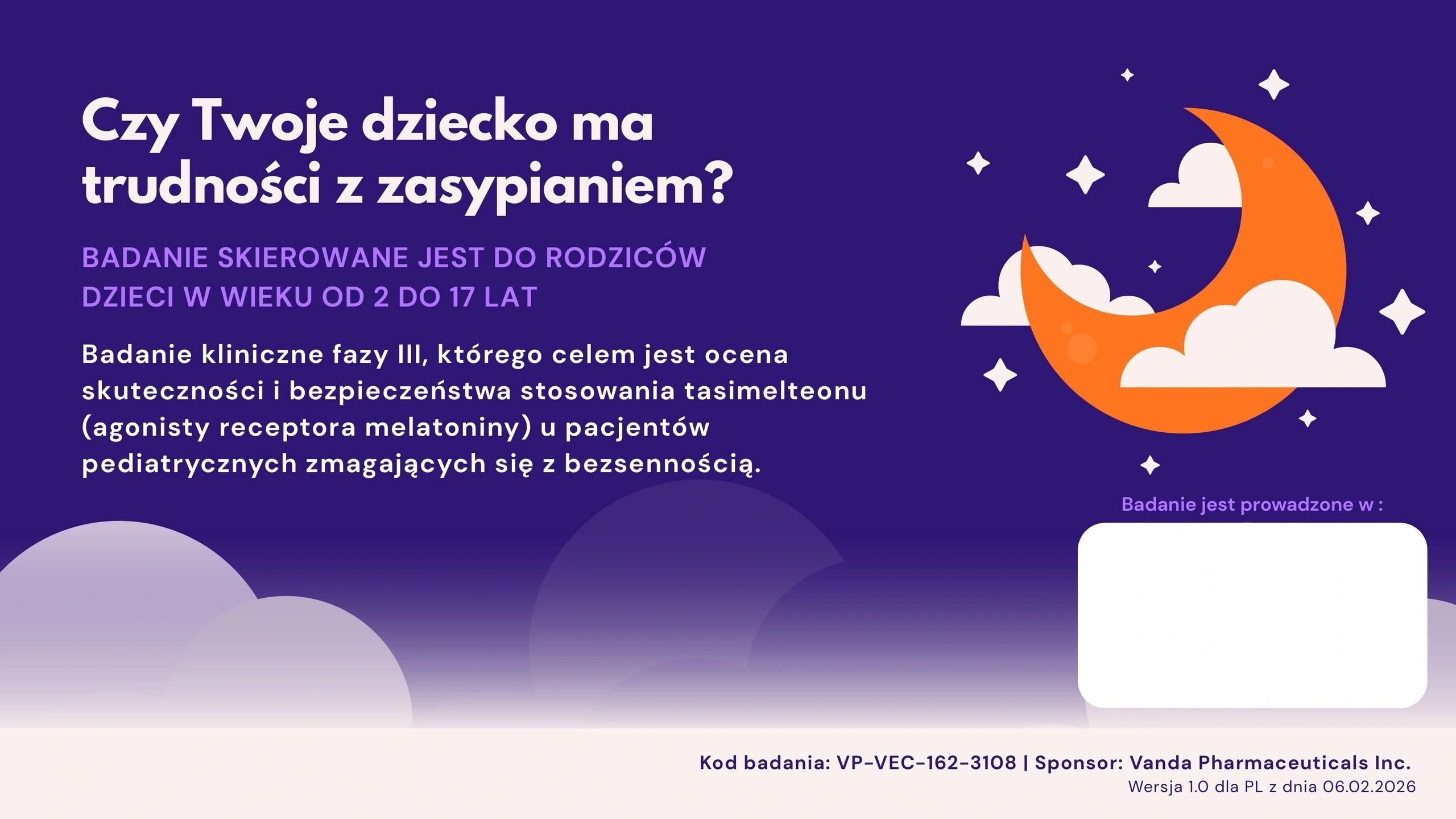 Zapraszamy do udziału w badaniu klinicznym - bezsenność u dzieci!